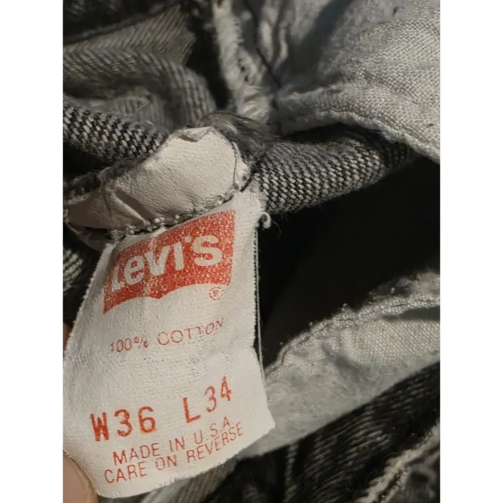 Levi’s 501 Jeans 36x34 Black Acid Wash USA Made Vintage Button Fly Denim